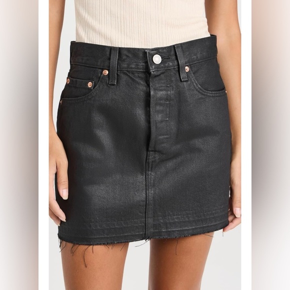 Levi's Dresses & Skirts - New Levi's Icon Black Leather look Mini Skirt size 25